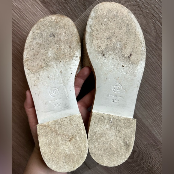 Authentic Chanel 21C Signature White Chain Tweed Cork Mule Slides Size 39 - Picture 7 of 9